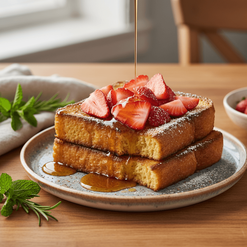 Brioche Perdue aux Fraises et Sirop d'Érable